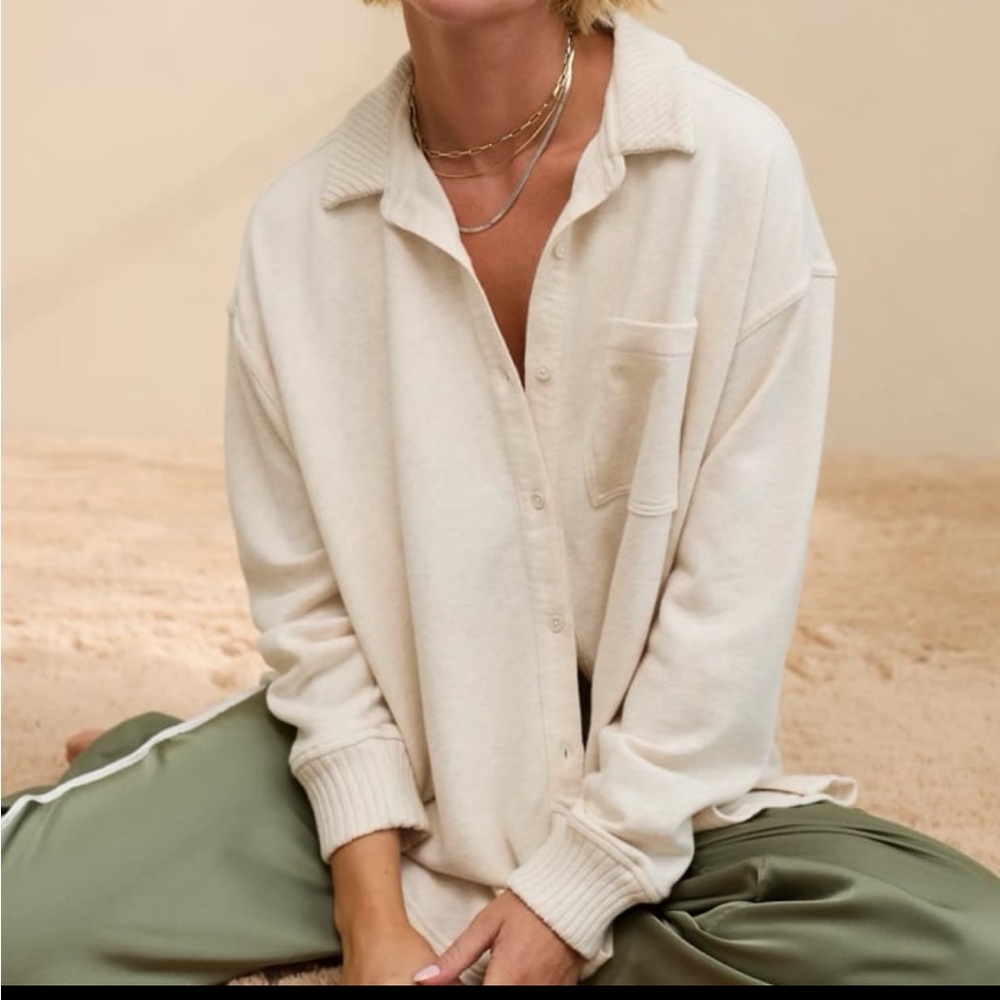 Aerie Cream Button-Up Top